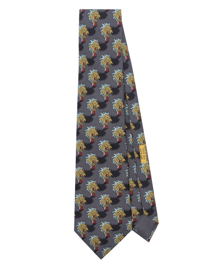 Hermès Pre-Owned 2000s graphic-print silk tie - Grey von Hermès Pre-Owned