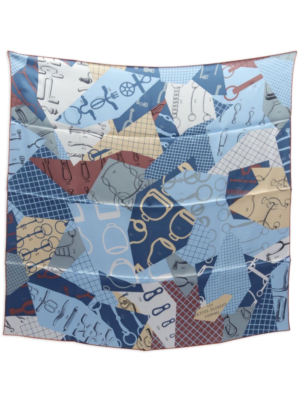 Hermès Pre-Owned 2010s Carres 65 Les Petits Papier scarf - Blue von Hermès Pre-Owned