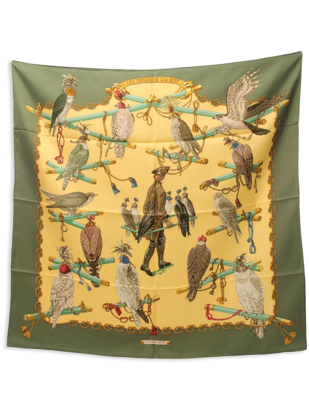 Hermès Pre-Owned 2010s Carres 90 Les Oiseaux Du Roy scarf - Green von Hermès Pre-Owned