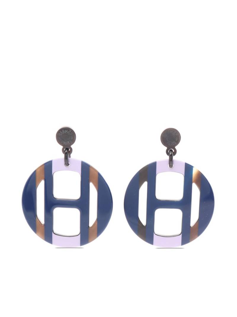 Hermès Pre-Owned 2010s H stud earrings - Blue von Hermès Pre-Owned