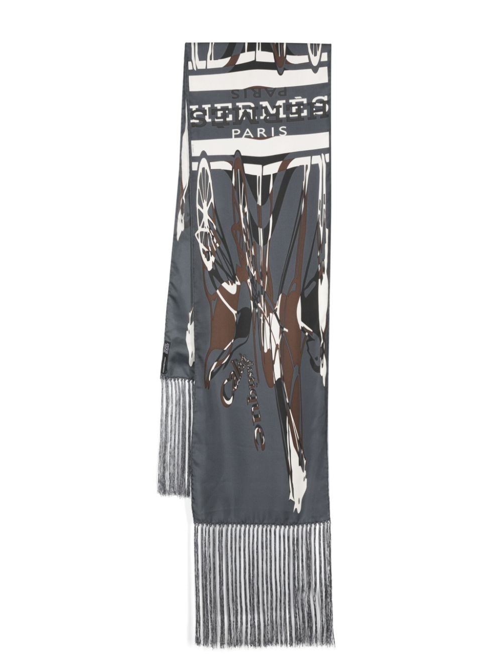 Hermès Pre-Owned 2010s fringed silk scarf - Grey von Hermès Pre-Owned