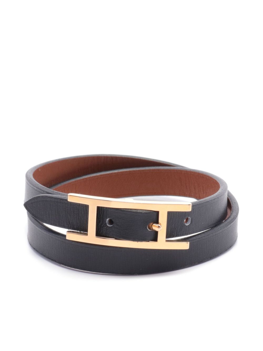 Hermès Pre-Owned 2015 Behapi Double Tour leather bracelet - Black von Hermès Pre-Owned