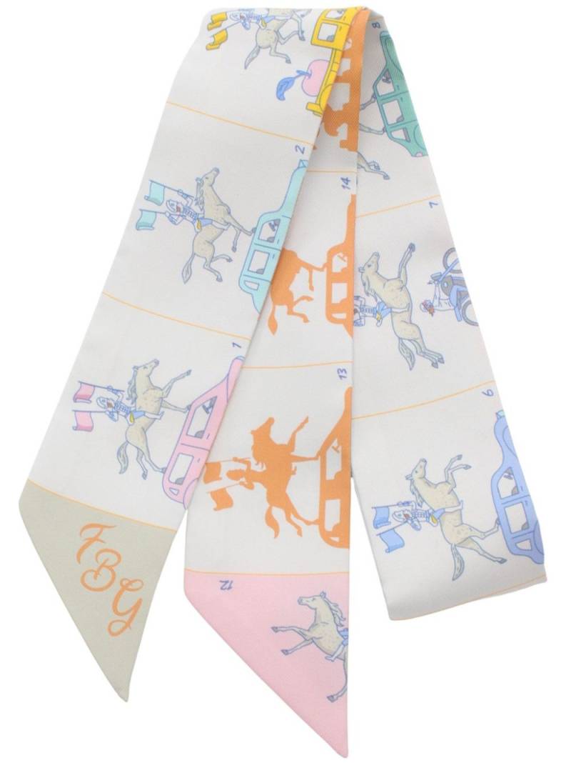 Hermès Pre-Owned 2020s Twilly Hermès Parade scarf - White von Hermès Pre-Owned