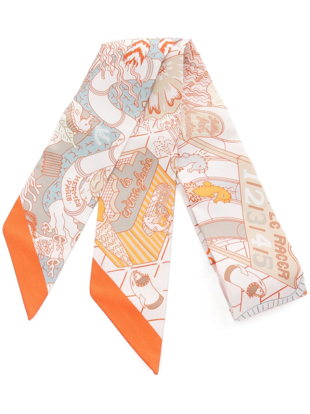 Hermès Pre-Owned 2020s Twilly Splash Park scarf - Orange von Hermès Pre-Owned