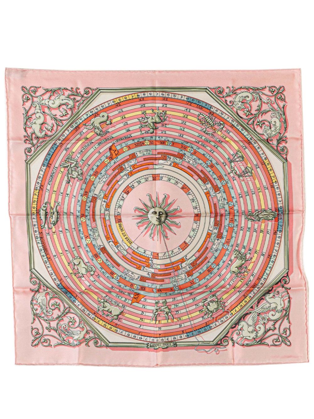 Hermès Pre-Owned 20th Century Astrologie Dies et Hore Silk Scarf scarves - Pink von Hermès Pre-Owned