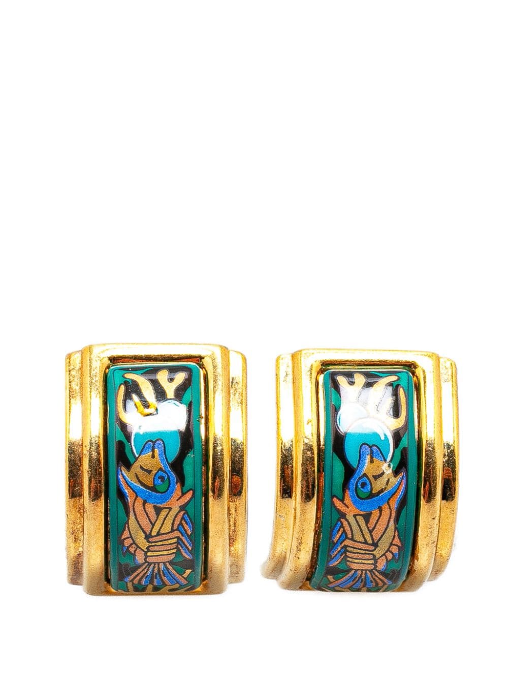 Hermès Pre-Owned 20th Century Cloisonne Enamel Clip On costume earrings - Blue von Hermès Pre-Owned