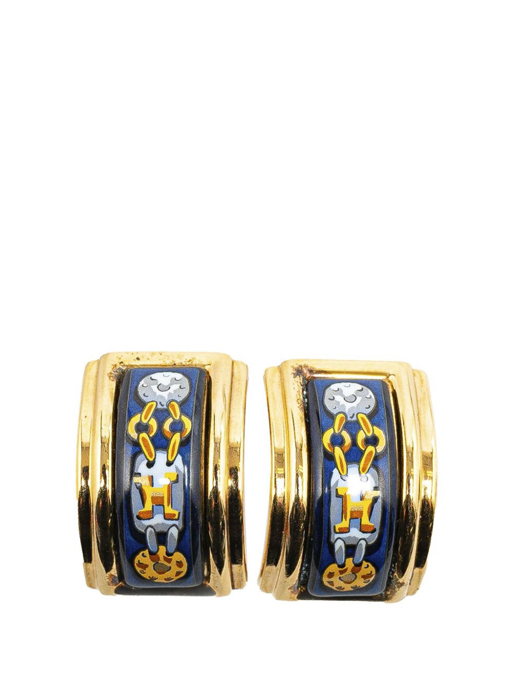 Hermès Pre-Owned 20th Century Cloisonne Enamel Clip On costume earrings - Gold von Hermès Pre-Owned