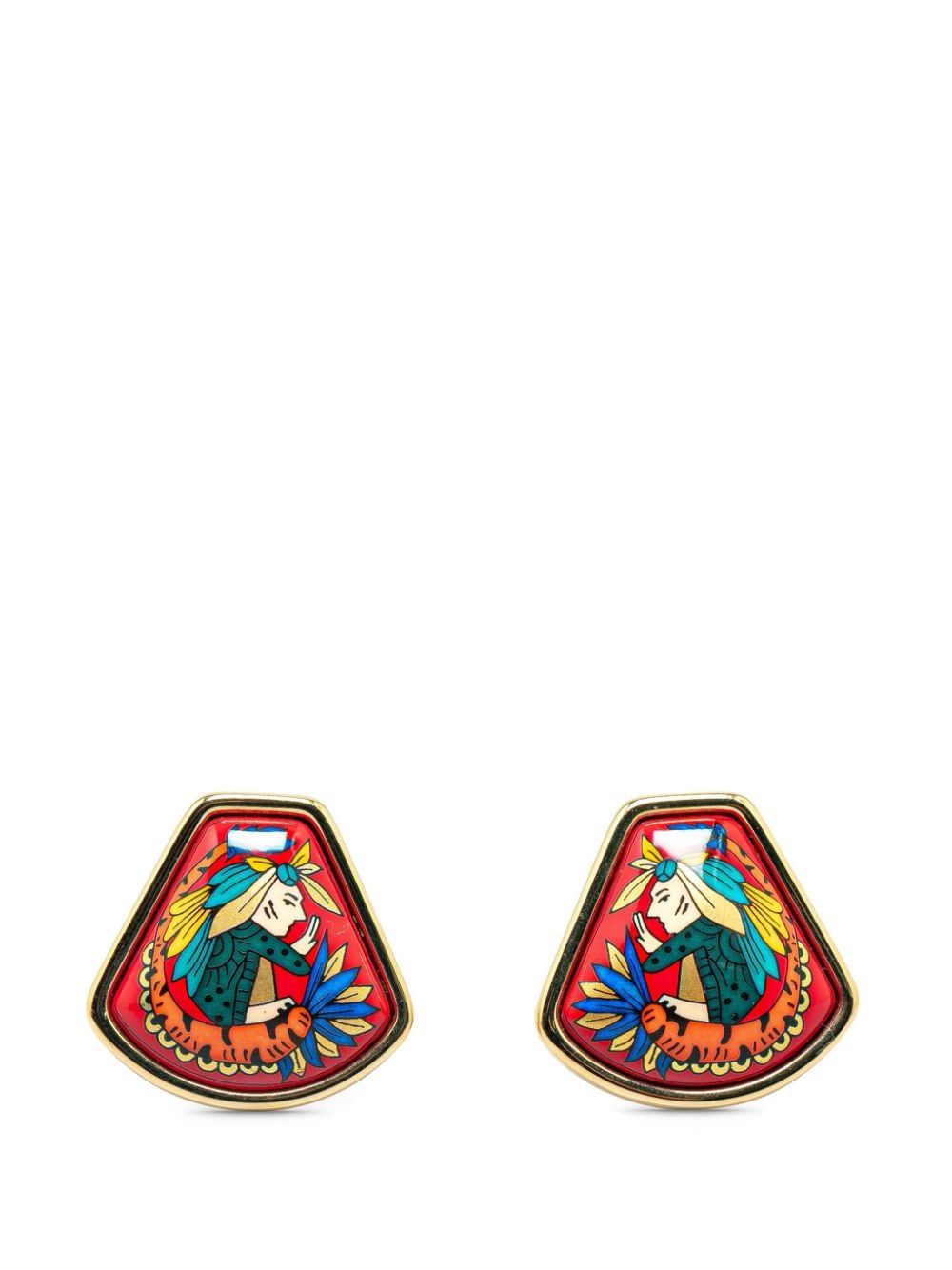 Hermès Pre-Owned 20th Century Cloisonne Enamel Clip On costume earrings - Red von Hermès Pre-Owned