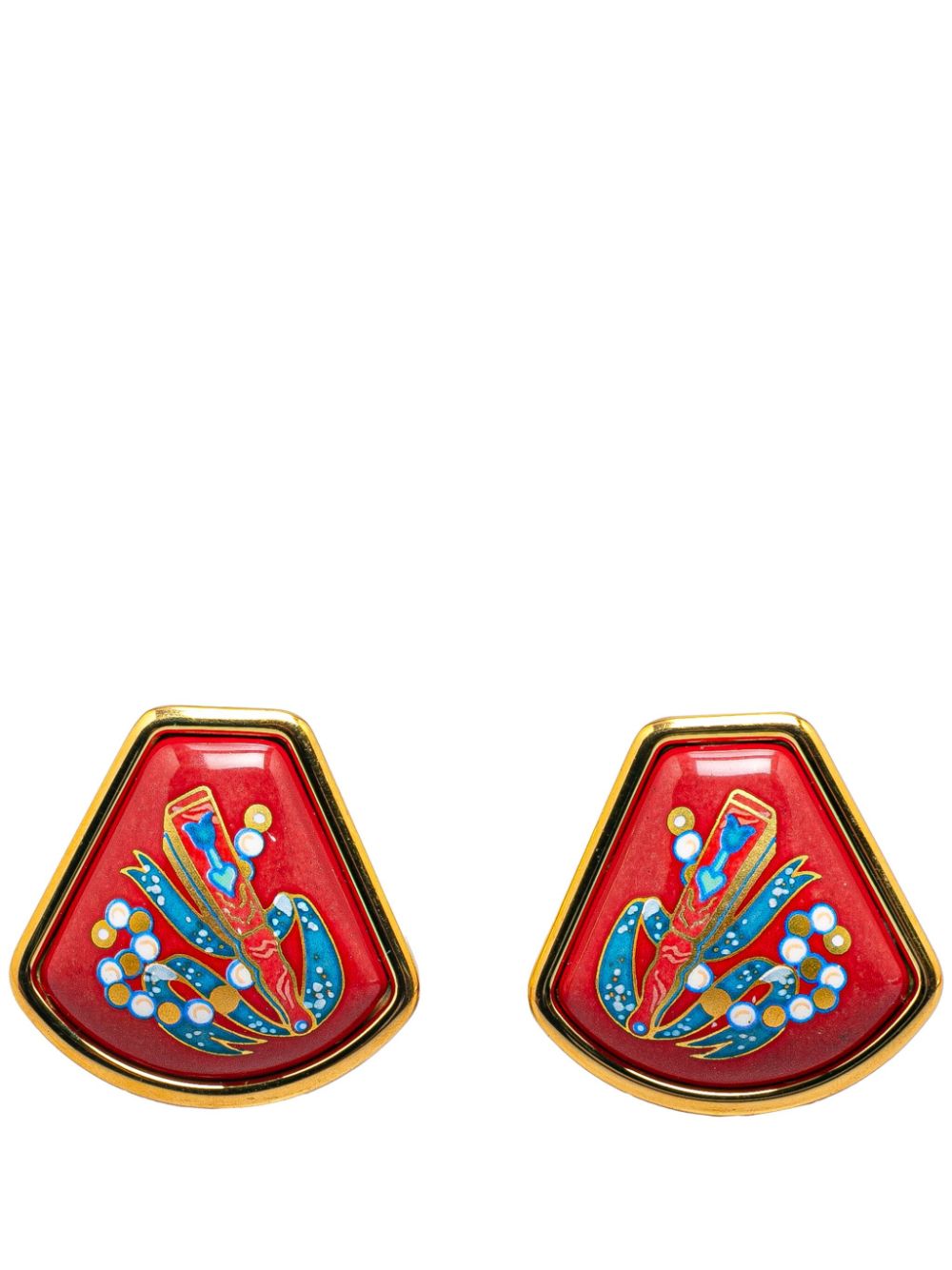 Hermès Pre-Owned 20th Century Cloisonne Enamel Clip On costume earrings - Red von Hermès Pre-Owned