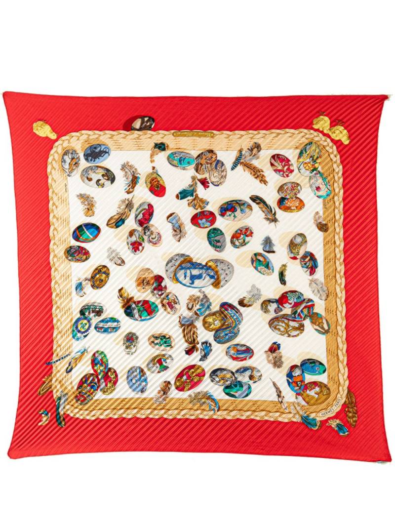 Hermès Pre-Owned 20th Century Couvee d Hermes Pleated Silk Scarf scarves - Red von Hermès Pre-Owned