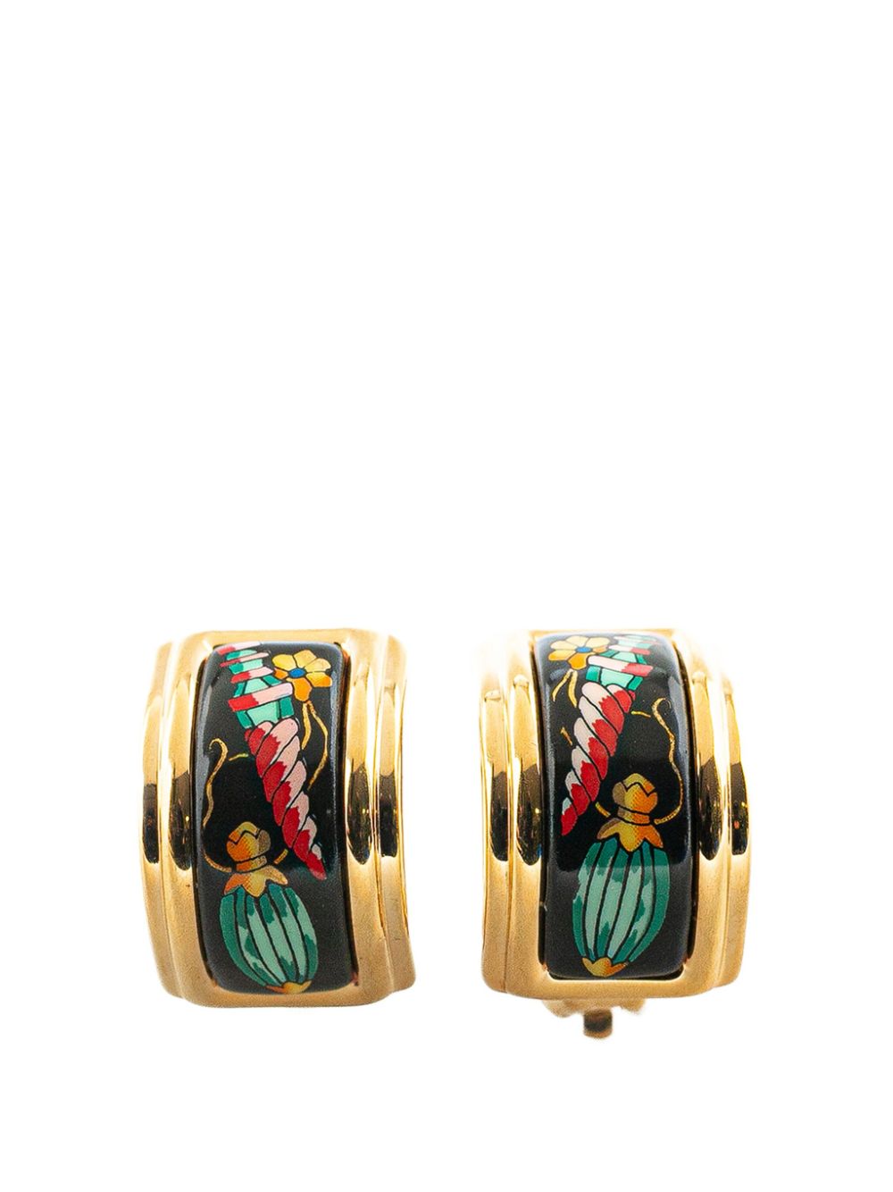 Hermès Pre-Owned 20th Century Enamel Cloisonne Clip On costume earrings - Black von Hermès Pre-Owned