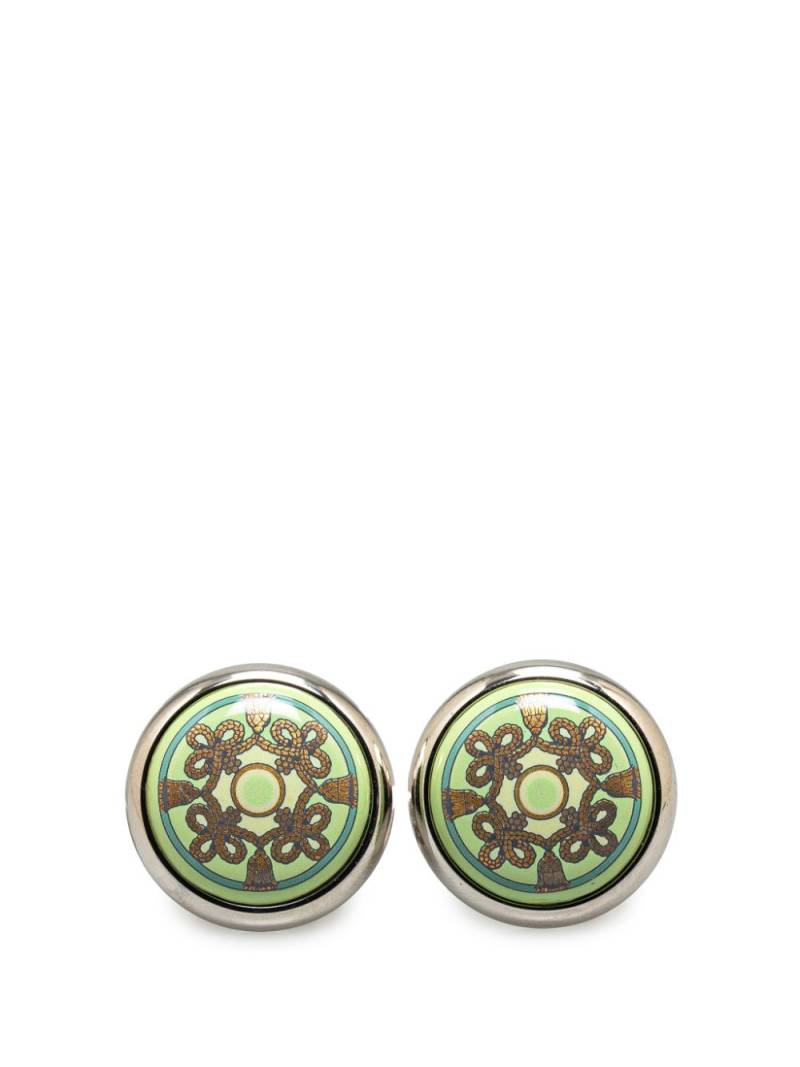 Hermès Pre-Owned 20th Century Enamel Cloisonne Clip On costume earrings - Green von Hermès Pre-Owned