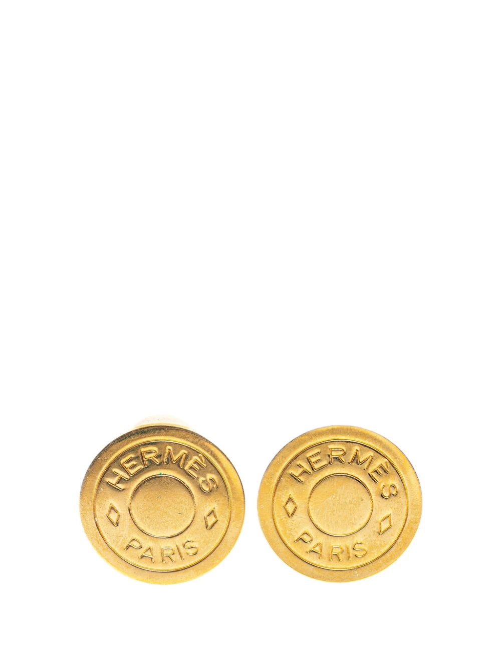 Hermès Pre-Owned 20th Century Gold Plated Bijouterie Fantaisie Clou De Selle Clip On costume earrings von Hermès Pre-Owned