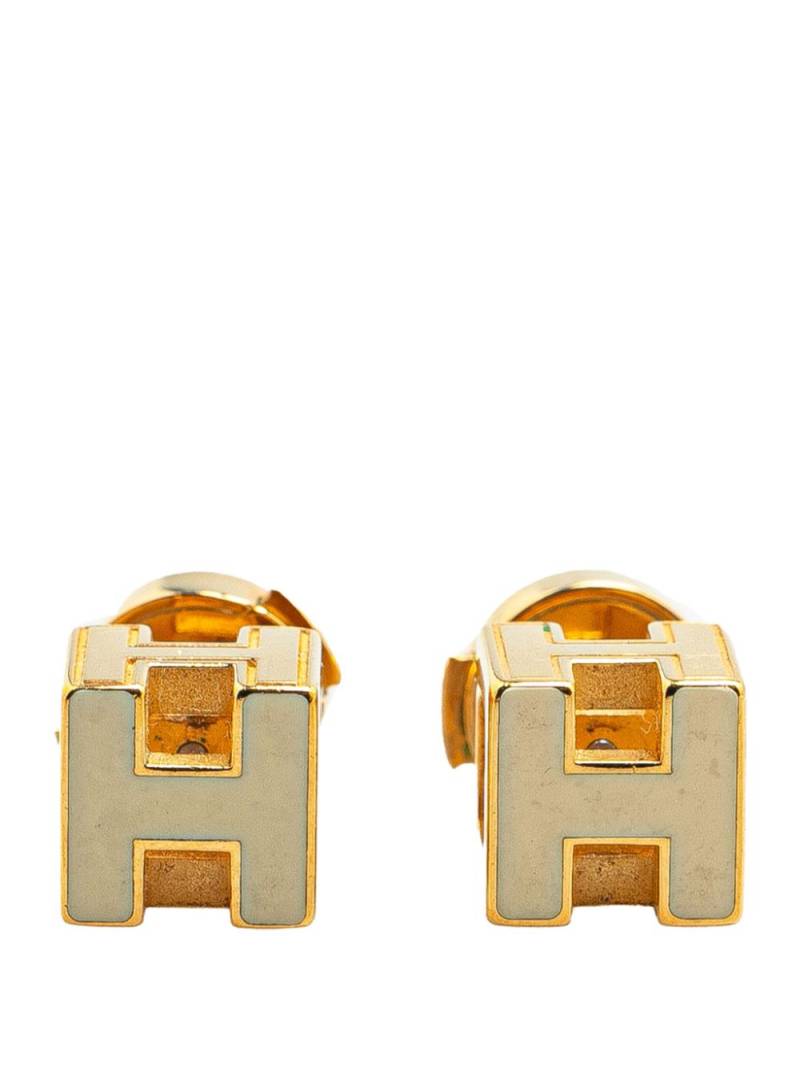 Hermès Pre-Owned 20th Century Gold Plated Cage dH costume earrings - White von Hermès Pre-Owned