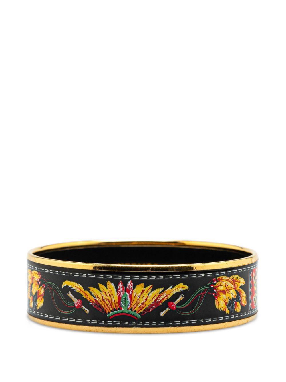 Hermès Pre-Owned 20th Century Wide Enamel Brazil Feather Bangle 65 costume bracelet - Black von Hermès Pre-Owned