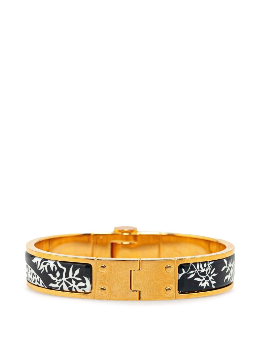 Hermès Pre-Owned 20th Century Wide Enamel Charniere Tendresse Feline Tattoo Hinged Bangle costume bracelet - Gold von Hermès Pre-Owned