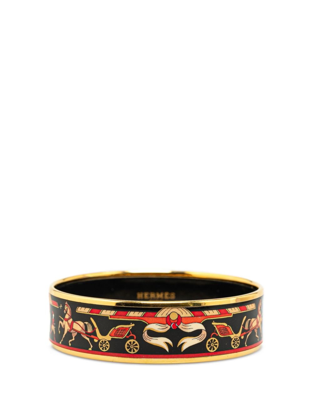 Hermès Pre-Owned 20th Century Wide Horse Carriage Enamel Bangle 65 costume bracelet - Gold von Hermès Pre-Owned