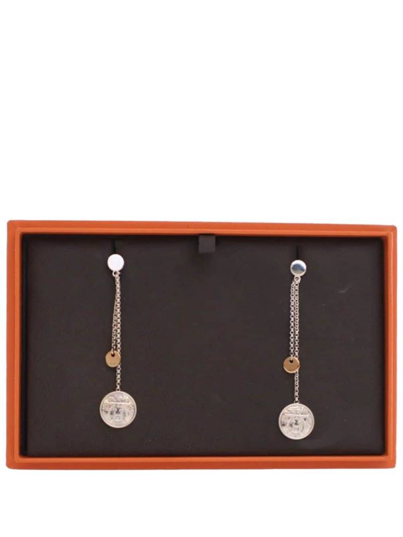 Hermès Pre-Owned 21st Century Sterling Silver Ex-Libris Push Back costume earrings von Hermès Pre-Owned