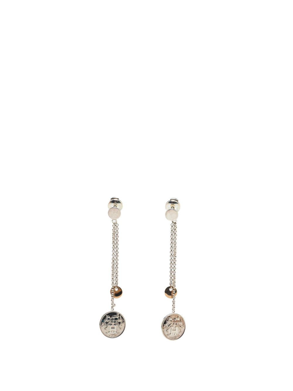 Hermès Pre-Owned 21st Century Sterling Silver Ex-Libris Push Back costume earrings von Hermès Pre-Owned