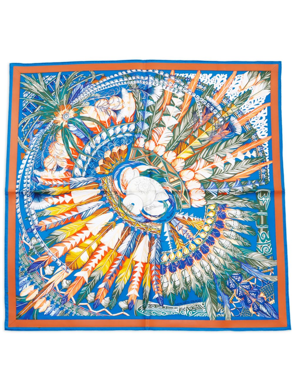 Hermès Pre-Owned Kalle 90 silk scarf - Blue von Hermès Pre-Owned