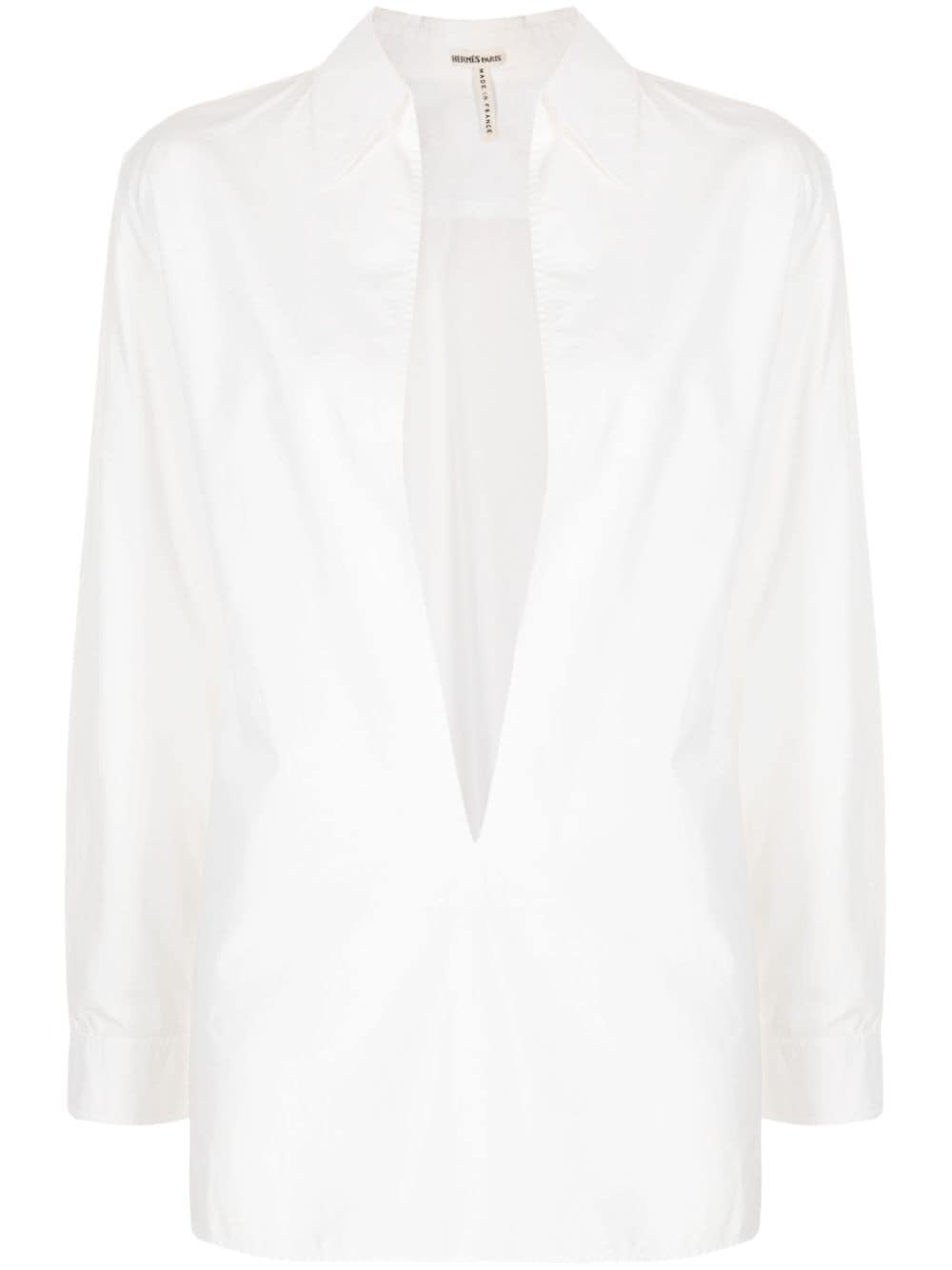 Hermès Pre-Owned 1990-2000s V-neck cotton shirt - White von Hermès Pre-Owned