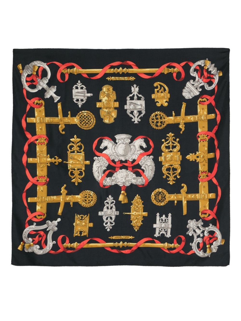 Hermès Pre-Owned 1990s x Caty Latham Ferronnerie scarf - Black von Hermès Pre-Owned