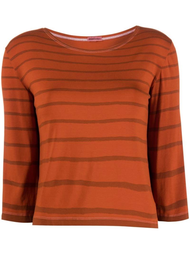 Hermès Pre-Owned 2000s striped T-shirt - Brown von Hermès Pre-Owned