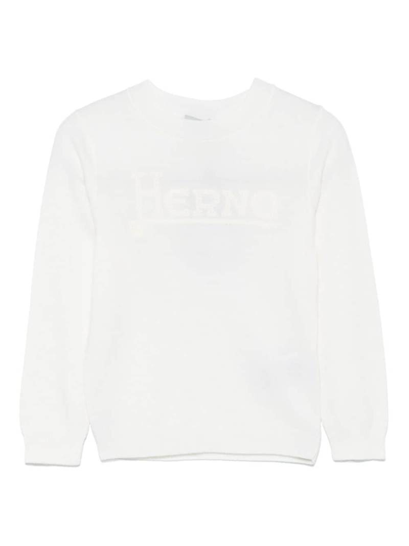 Herno Kids logo-embroidered jumper - White von Herno Kids