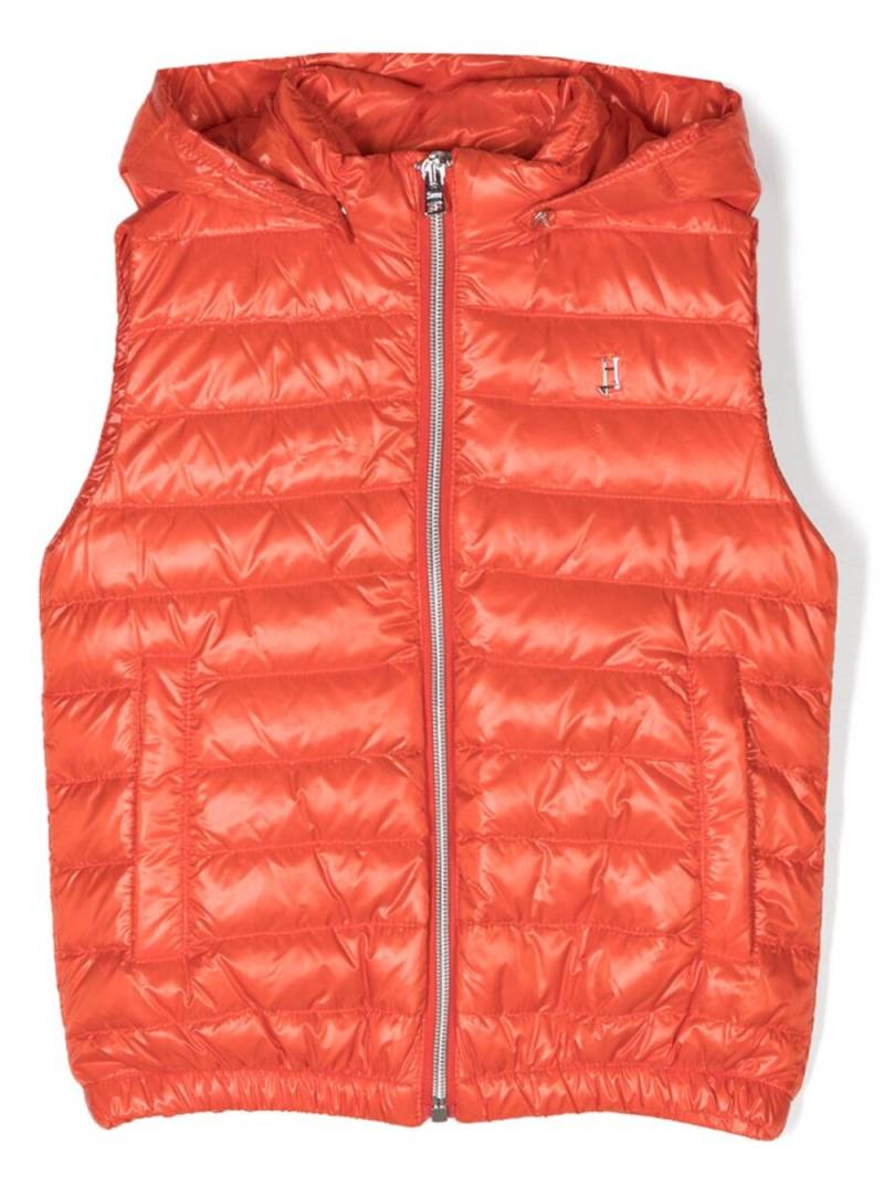 Herno Kids logo-plaque hooded gilet - Red von Herno Kids