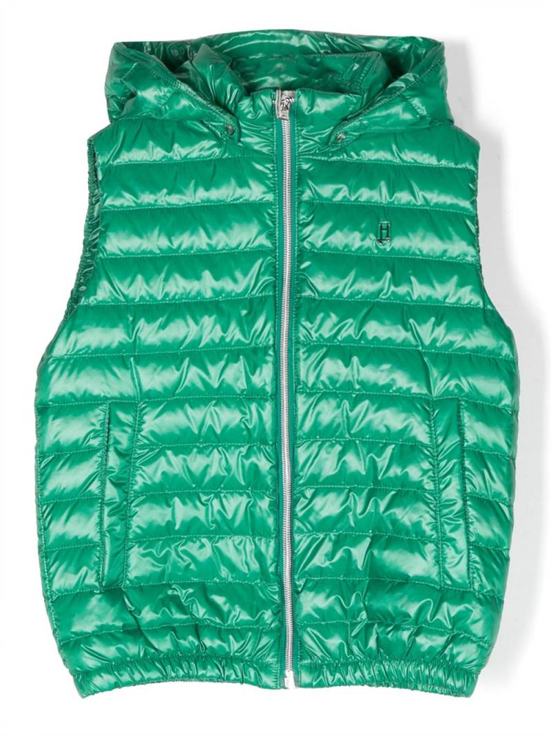 Herno Kids logo-plaque hooded vest - Green von Herno Kids