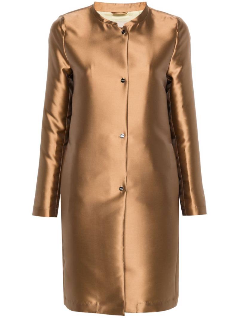 Herno band-collar satin coat - Neutrals von Herno