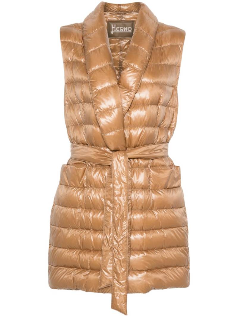 Herno belted gilet - Brown von Herno