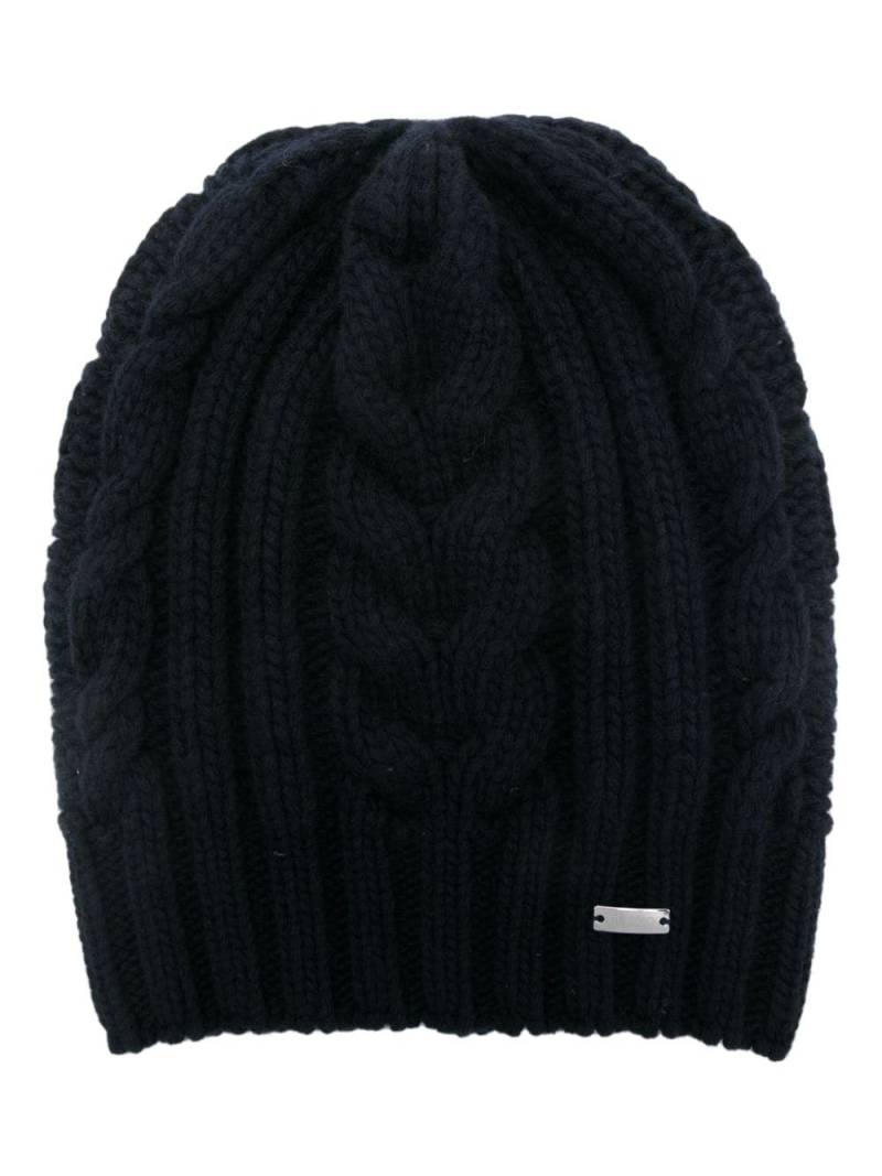 Herno cable-knit wool beanie - Blue von Herno