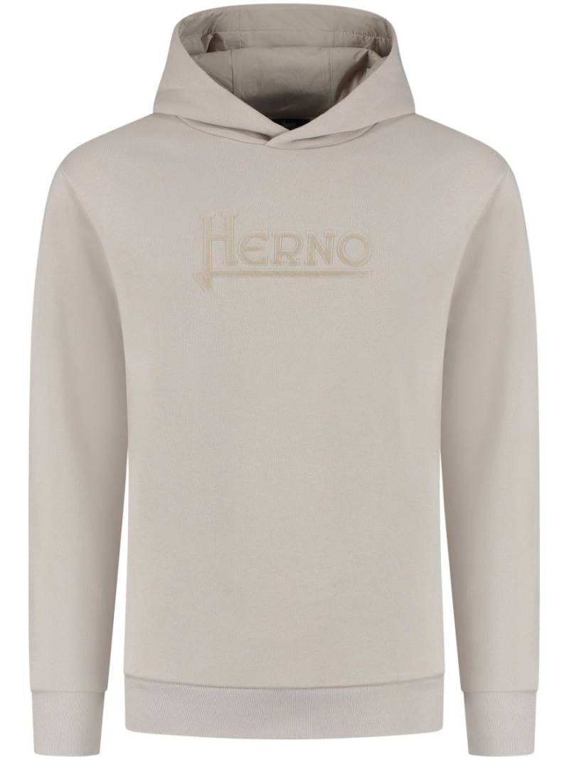 Herno embroidered-logo hoodie - Neutrals von Herno