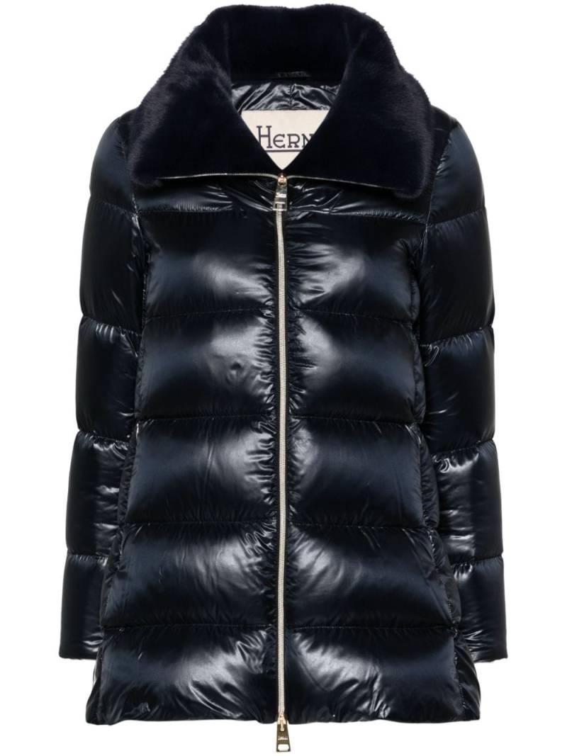 Herno faux-fur collar down coat - Blue von Herno