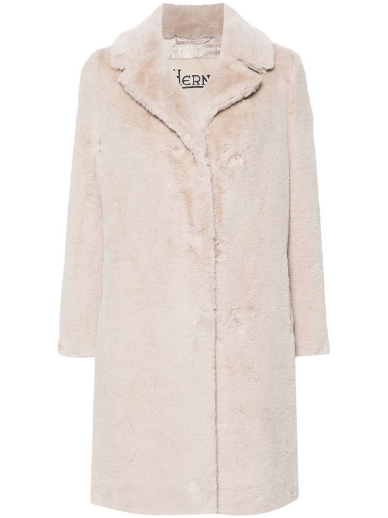 Herno faux-fur single-breasted coat - Neutrals von Herno