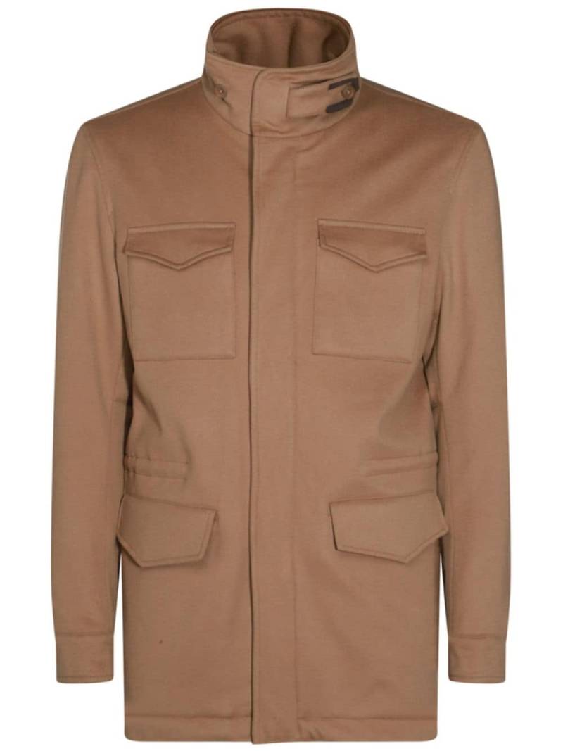 Herno high neck long sleeve coat - Brown von Herno