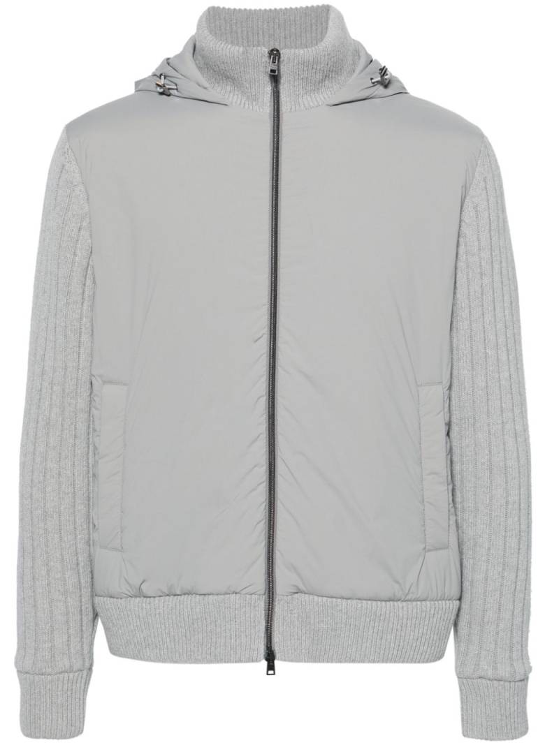 Herno knitted-panels hooded jacket - Grey von Herno