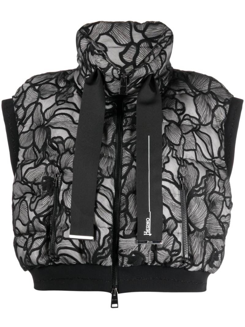 Herno lace-embellished quilted cropped gilet - Black von Herno