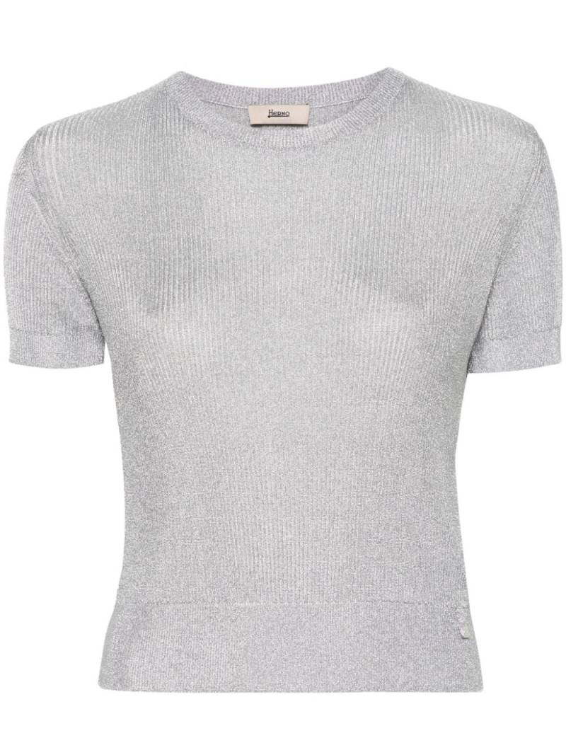 Herno lamé short-sleeved jumper - Silver von Herno