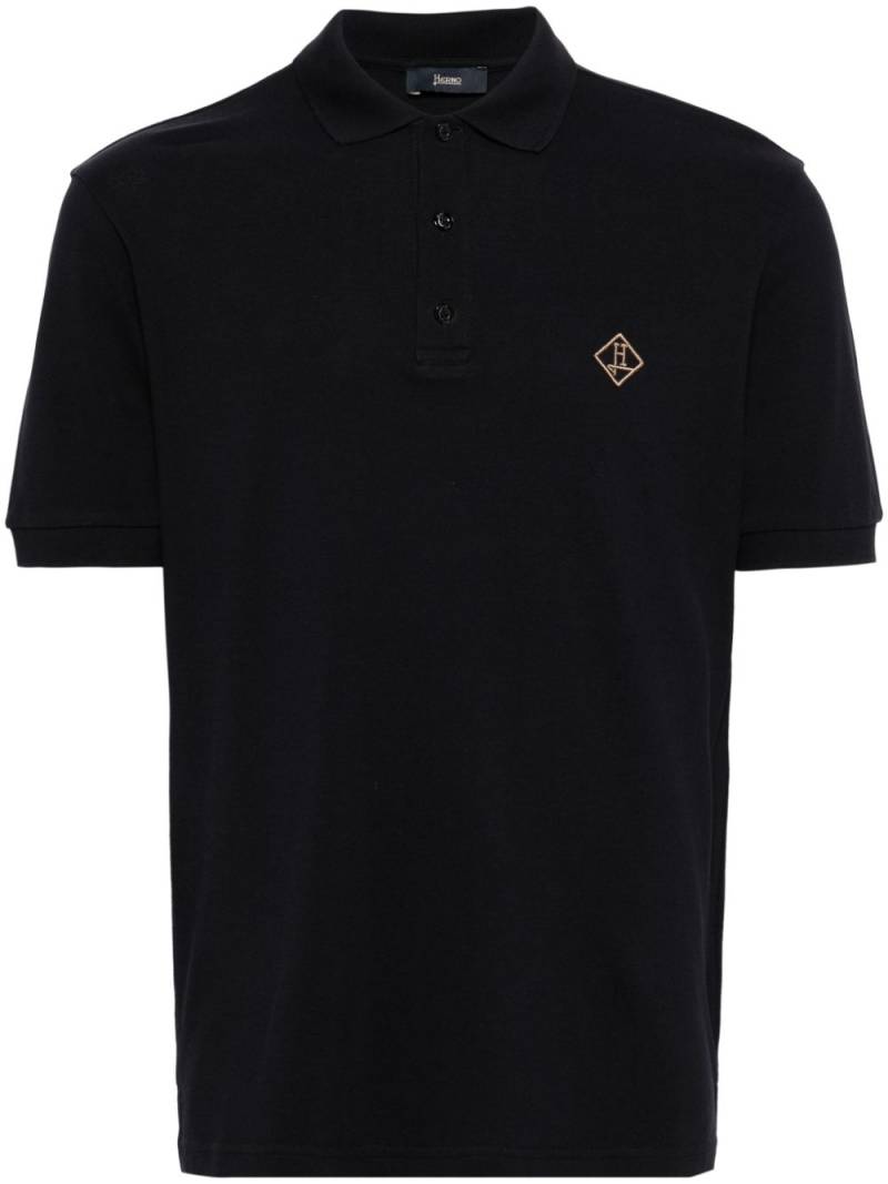 Herno logo-embroidered piqué polo shirt - Blue von Herno