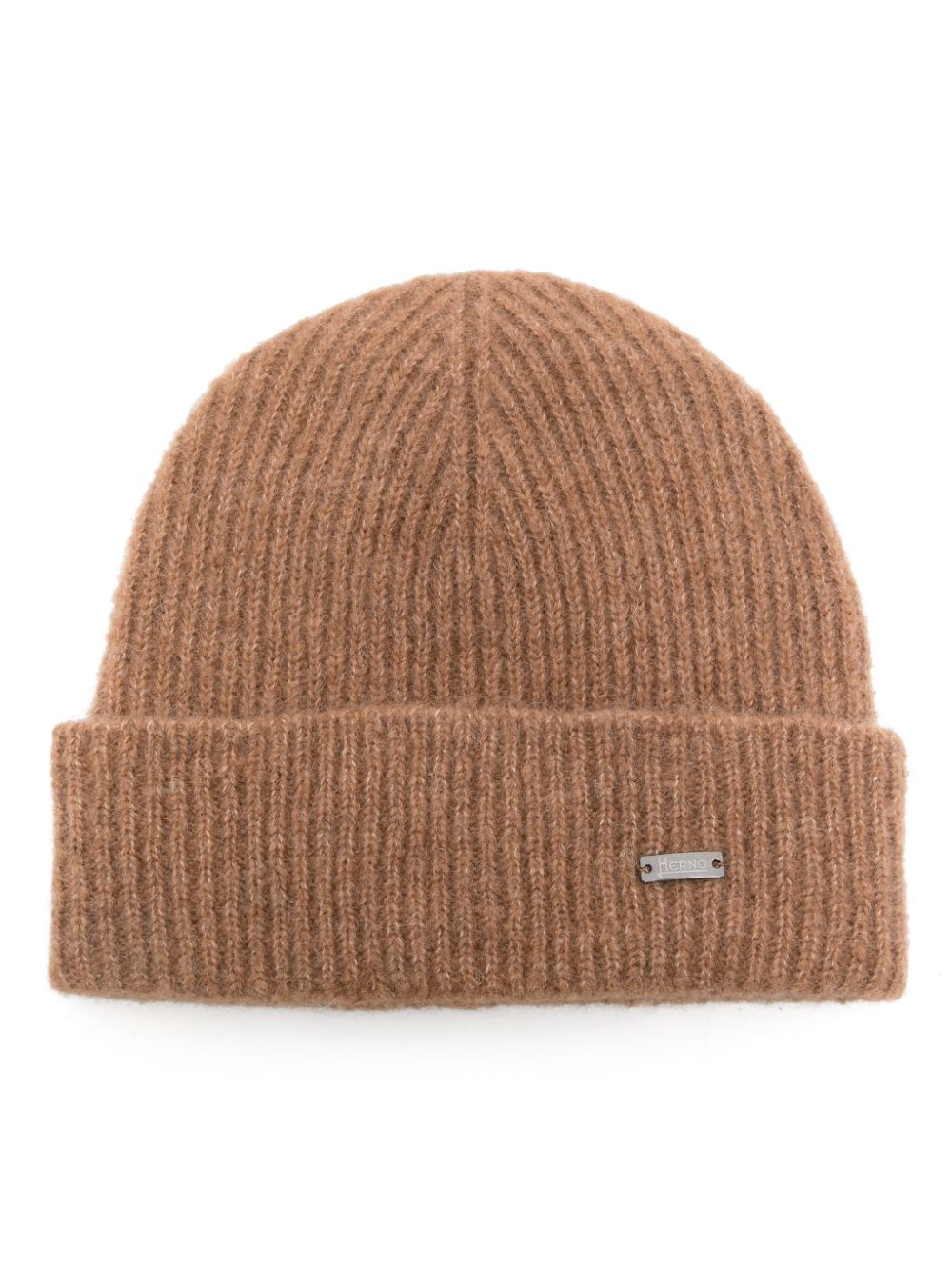 Herno logo-plaque beanie hat - Brown von Herno