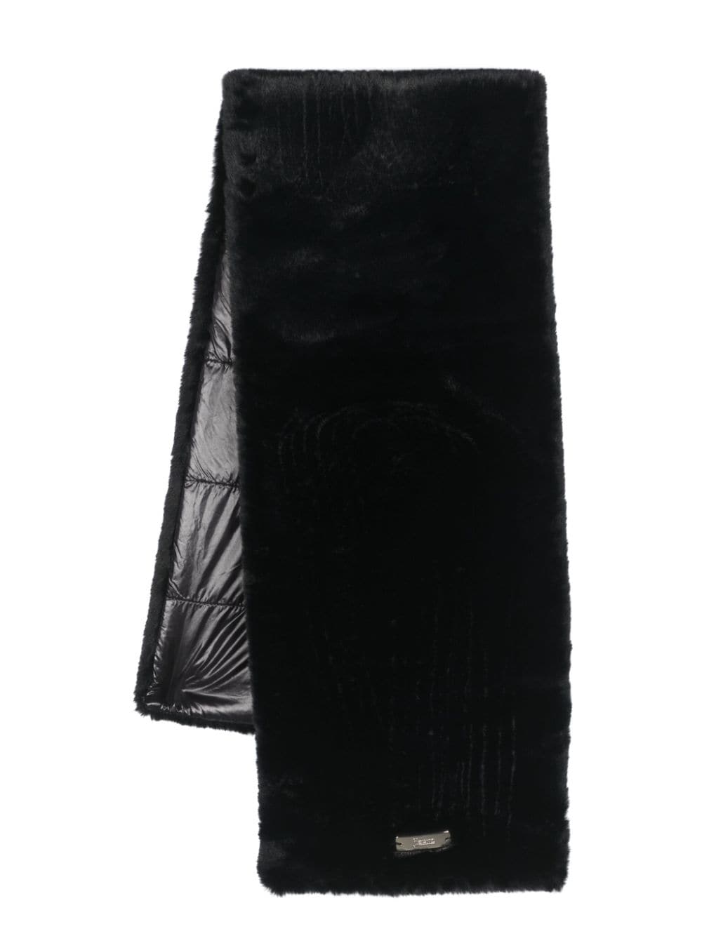 Herno logo-plaque faux-fur scarf - Black von Herno