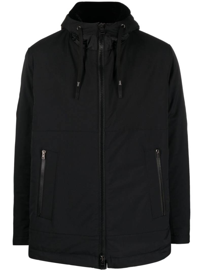 Herno logo-plaque hooded jacket - Black von Herno