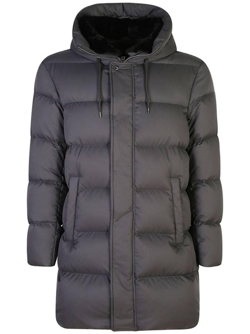 Herno logo-plaque padded coat - Grey von Herno