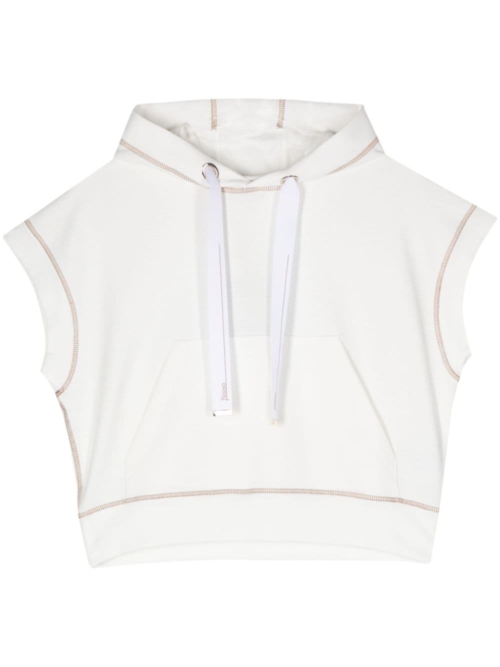 Herno piqué-weave hooded vest - White von Herno
