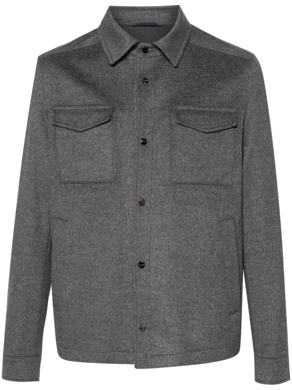 Herno press-stud brushed shirt jacket - Grey von Herno