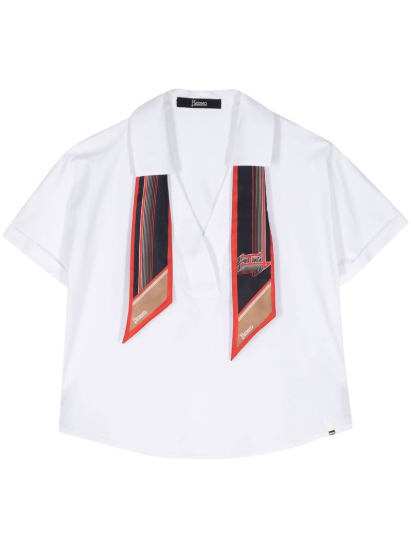 Herno scarf-detail logo-print blouse - White von Herno