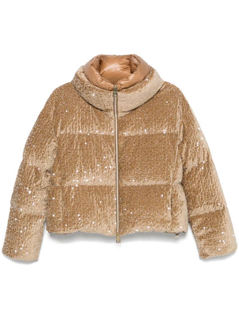 Herno sequin-embellished puffer jacket - Brown von Herno