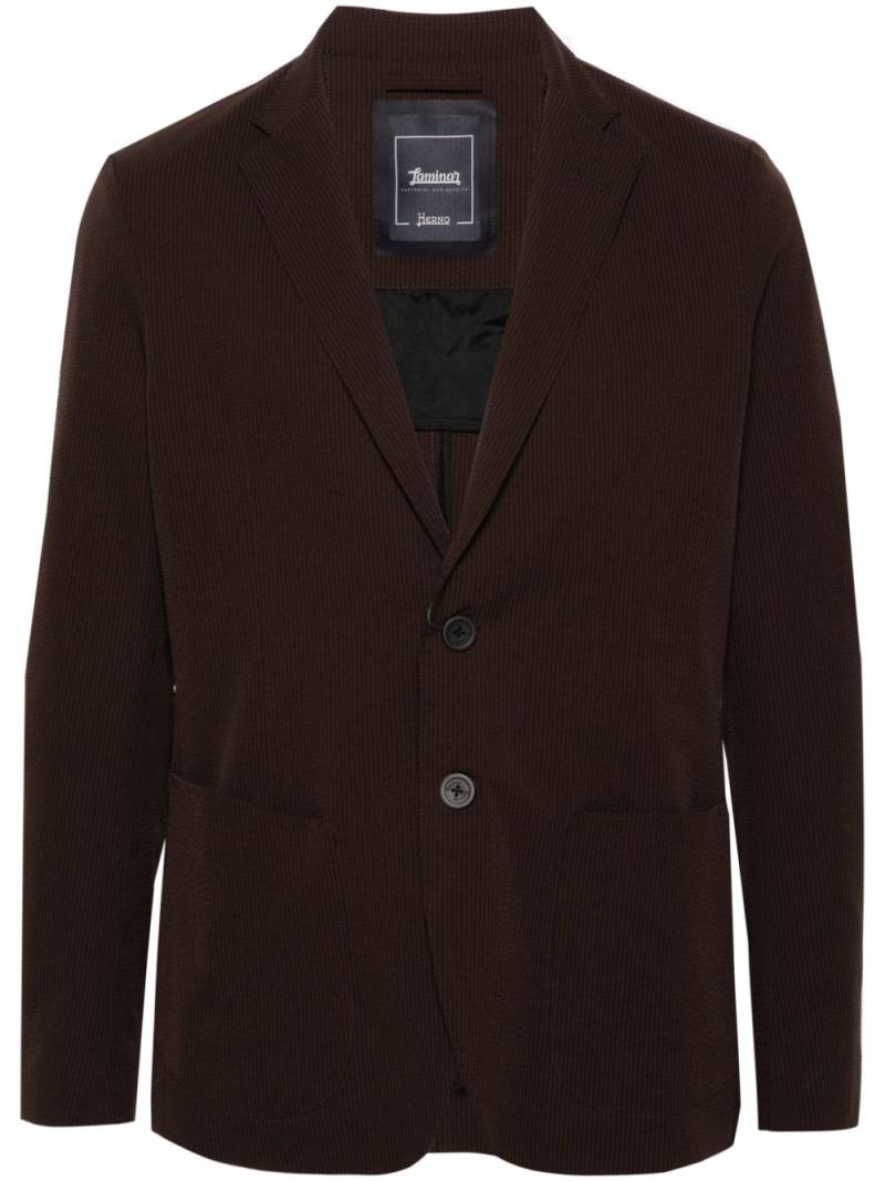 Herno single-breasted seersucker blazer - Brown von Herno